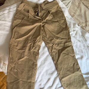 A.P.C. Men's Khaki Cotton Chinos with D-Ring Belt